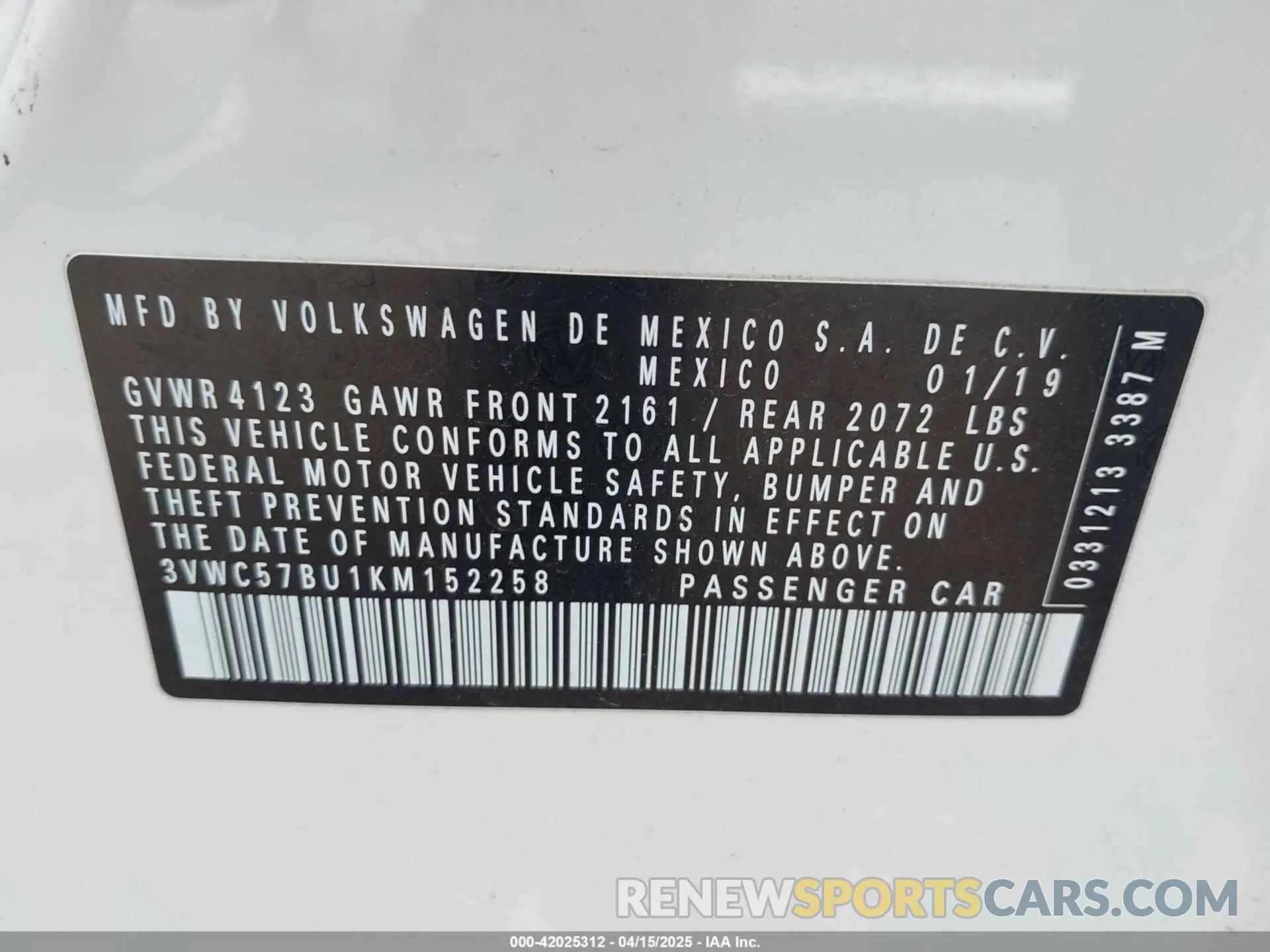 9 fotografías del automóvil dañado 3VWC57BU1KM152258 VOLKSWAGEN JETTA 2019