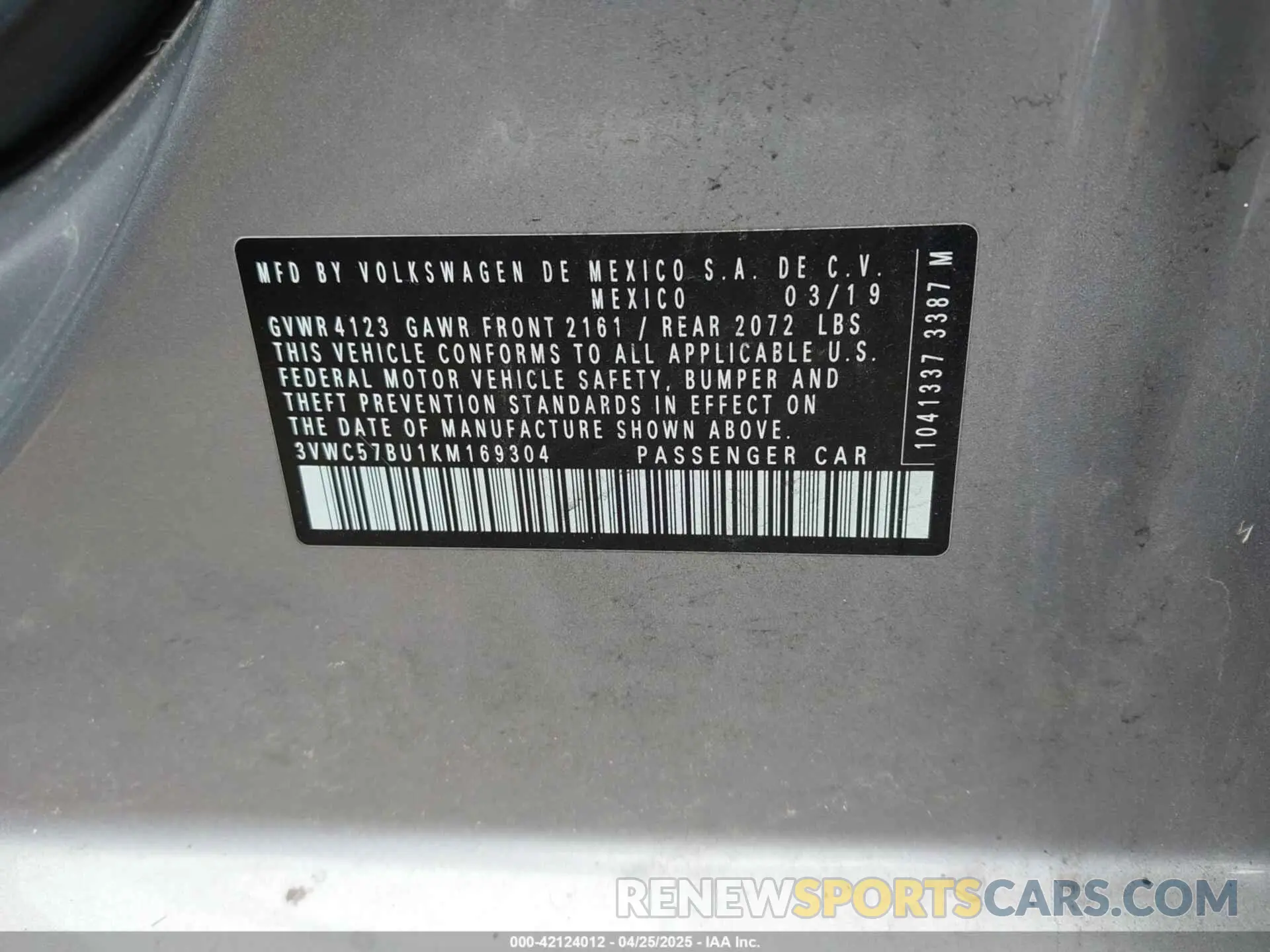 9 fotografías del automóvil dañado 3VWC57BU1KM169304 VOLKSWAGEN JETTA 2019