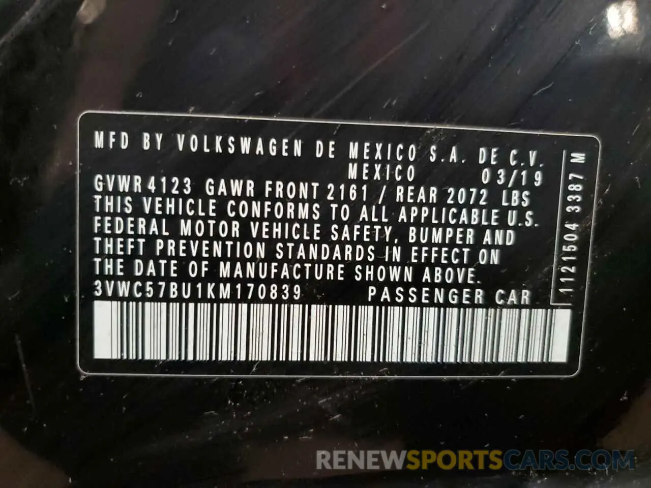 12 fotografías del automóvil dañado 3VWC57BU1KM170839 VOLKSWAGEN JETTA 2019