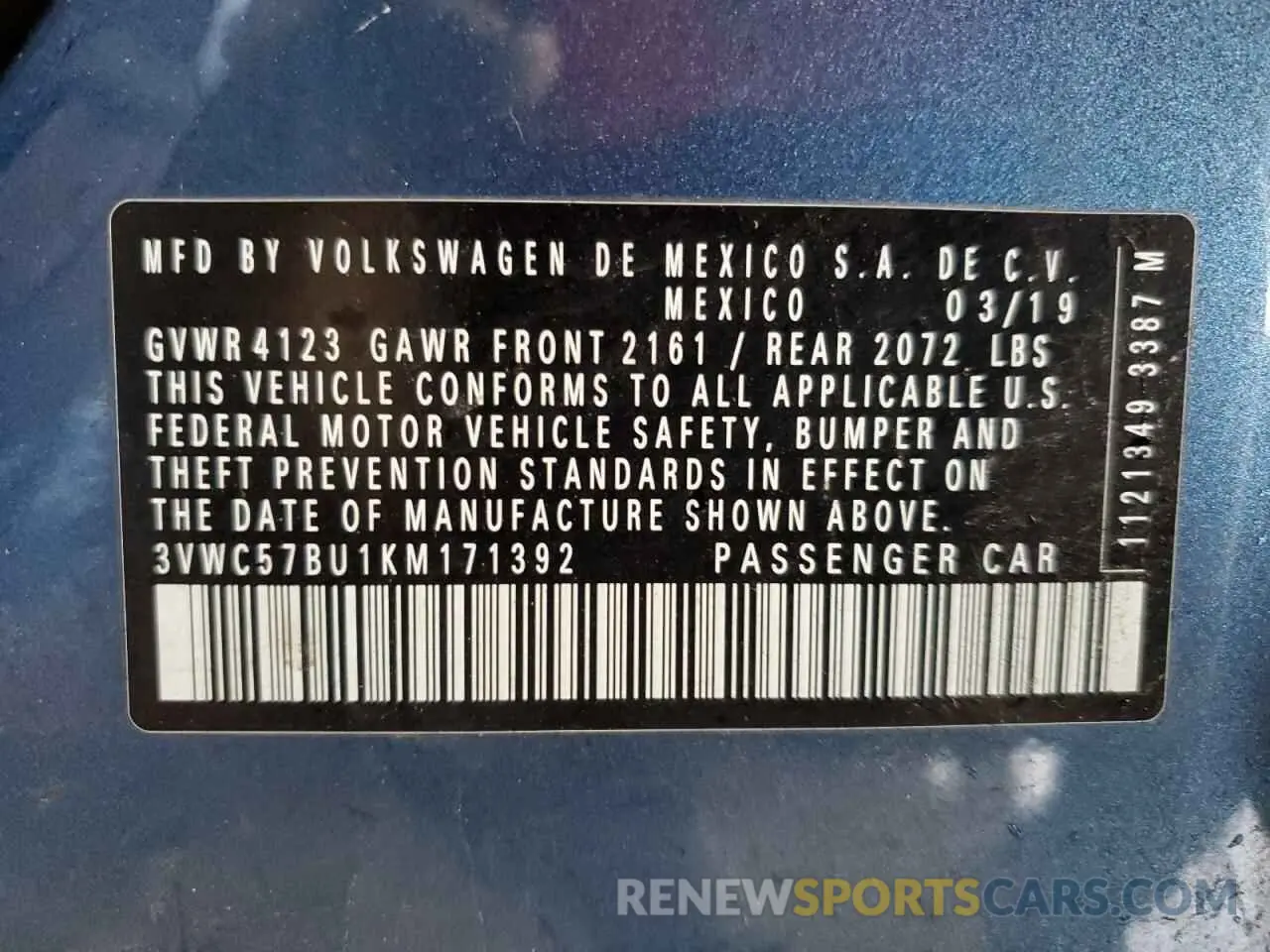 15 fotografías del automóvil dañado 3VWC57BU1KM171392 VOLKSWAGEN JETTA 2019