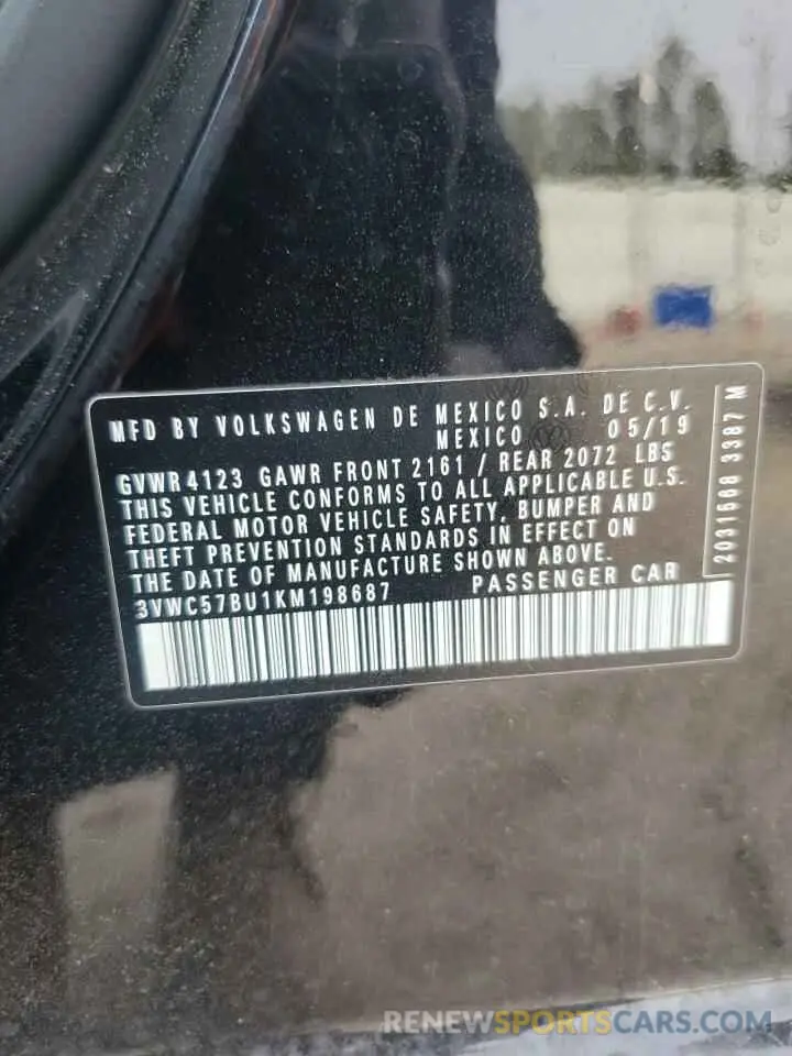 13 fotografías del automóvil dañado 3VWC57BU1KM198687 VOLKSWAGEN JETTA 2019