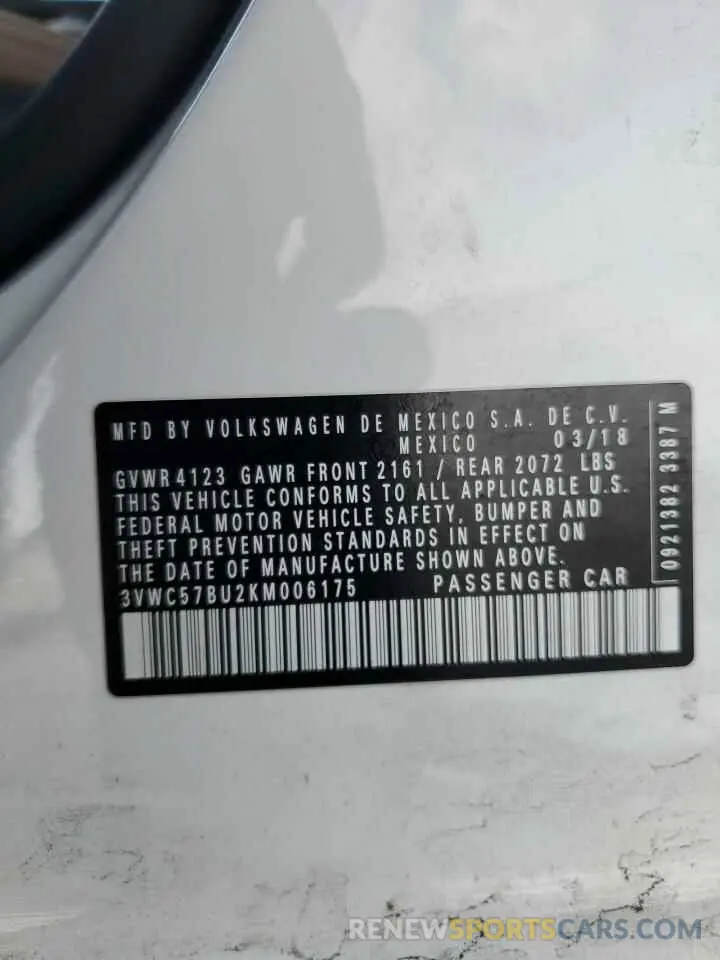 13 fotografías del automóvil dañado 3VWC57BU2KM006175 VOLKSWAGEN JETTA 2019