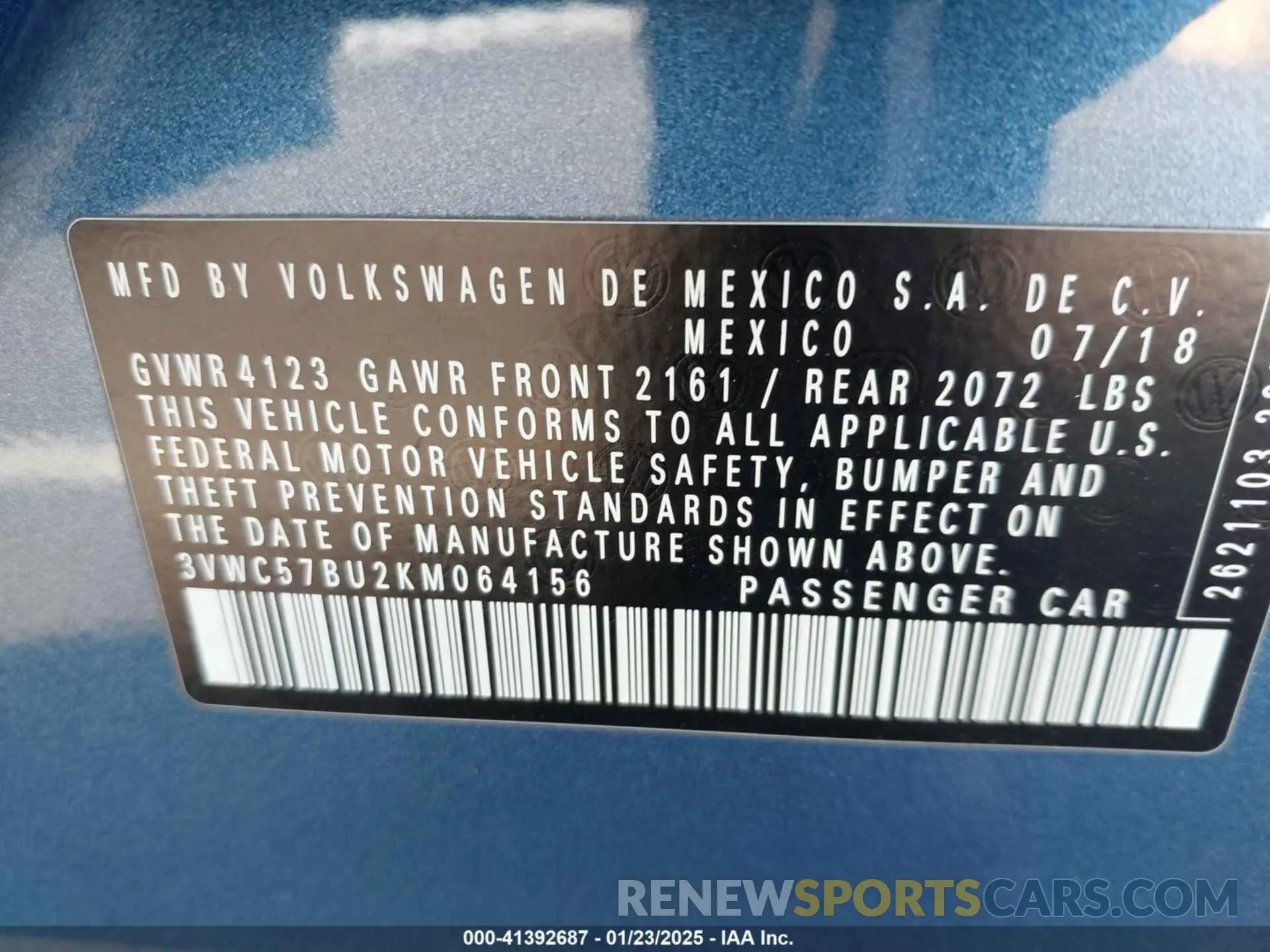 9 fotografías del automóvil dañado 3VWC57BU2KM064156 VOLKSWAGEN JETTA 2019