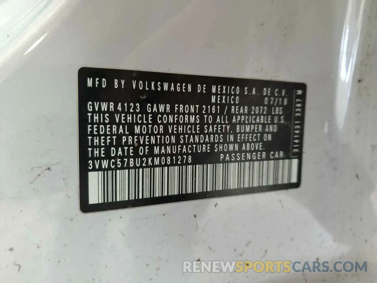 12 fotografías del automóvil dañado 3VWC57BU2KM081278 VOLKSWAGEN JETTA 2019
