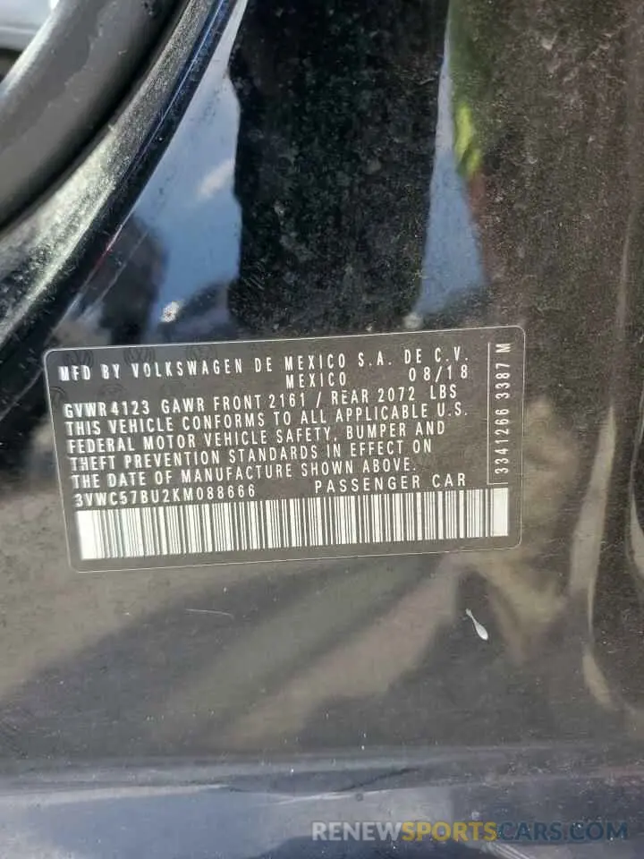 13 fotografías del automóvil dañado 3VWC57BU2KM088666 VOLKSWAGEN JETTA 2019