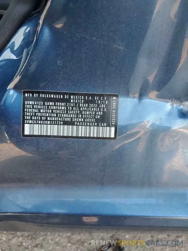 14 fotografías del automóvil dañado 3VWC57BU2KM121729 VOLKSWAGEN JETTA 2019