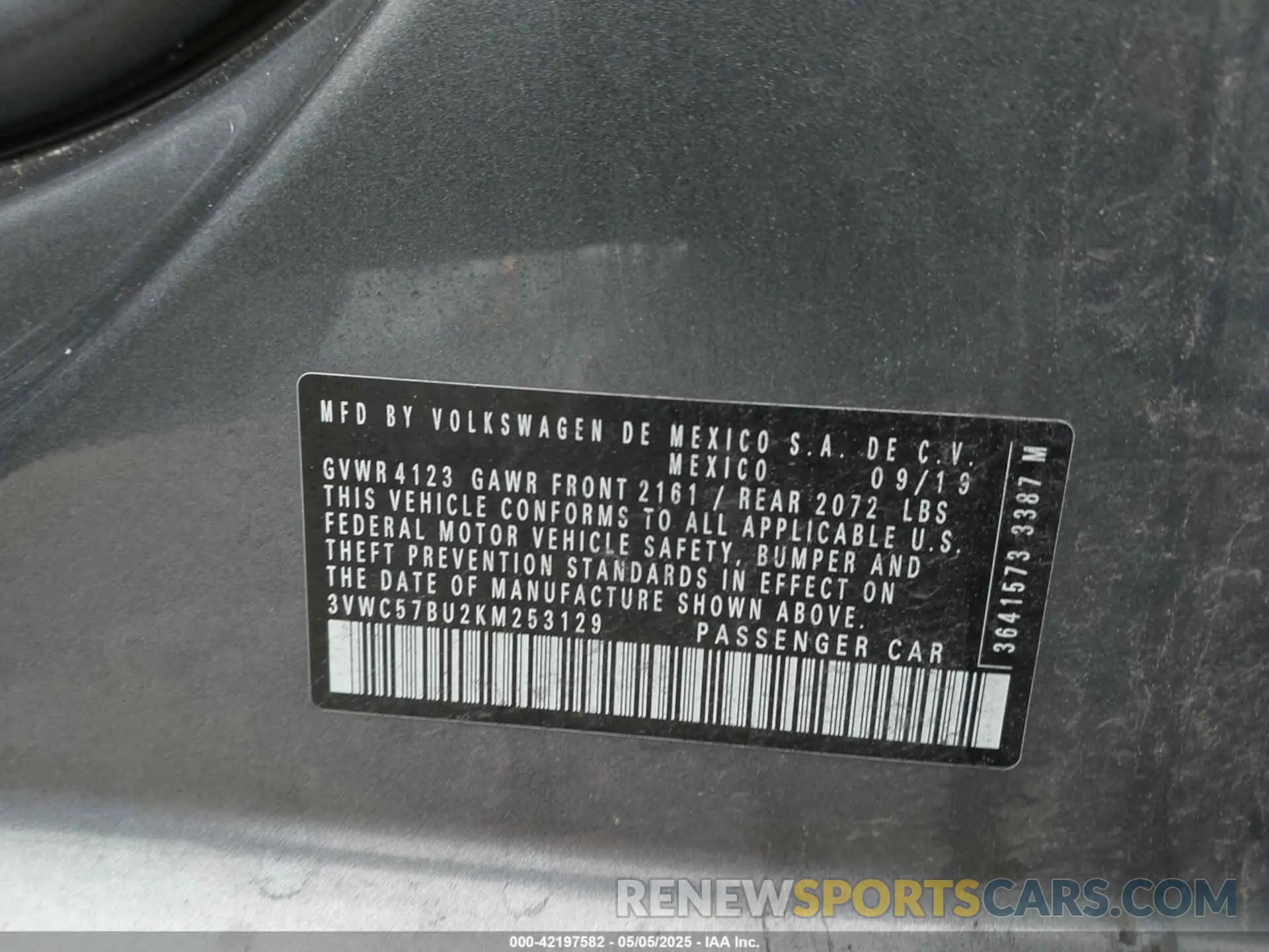 9 fotografías del automóvil dañado 3VWC57BU2KM253129 VOLKSWAGEN JETTA 2019