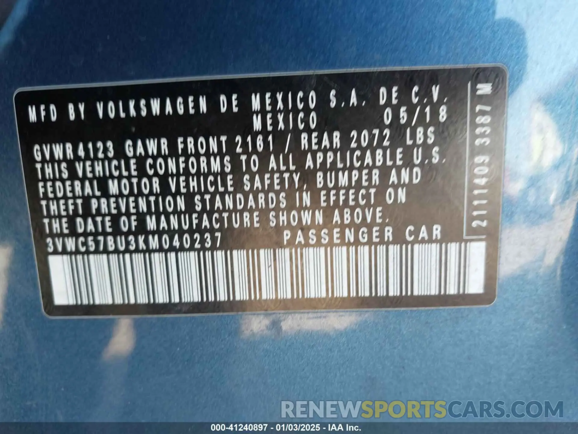 9 fotografías del automóvil dañado 3VWC57BU3KM040237 VOLKSWAGEN JETTA 2019