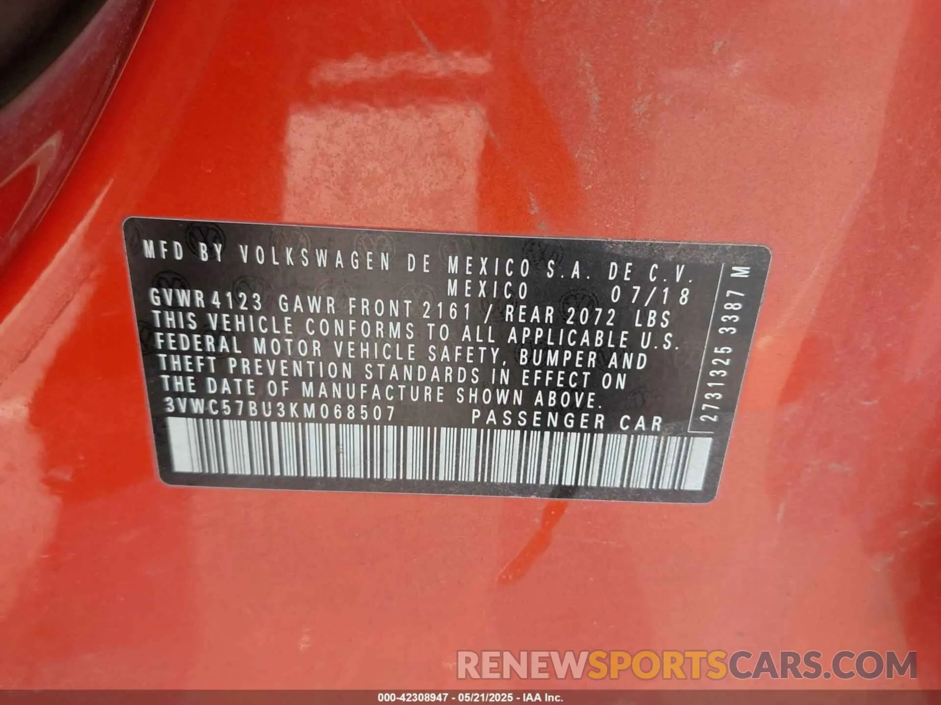 9 fotografías del automóvil dañado 3VWC57BU3KM068507 VOLKSWAGEN JETTA 2019
