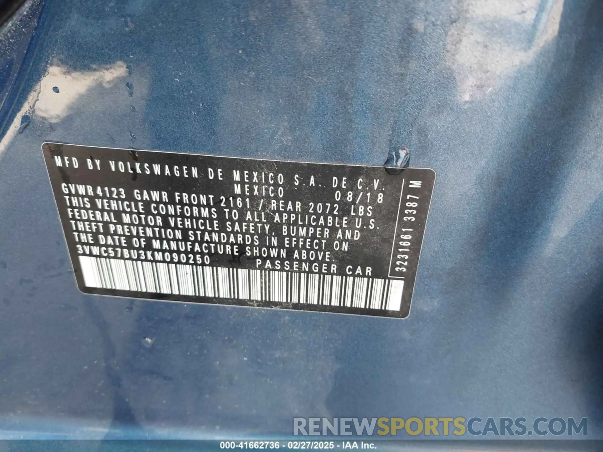 9 fotografías del automóvil dañado 3VWC57BU3KM090250 VOLKSWAGEN JETTA 2019