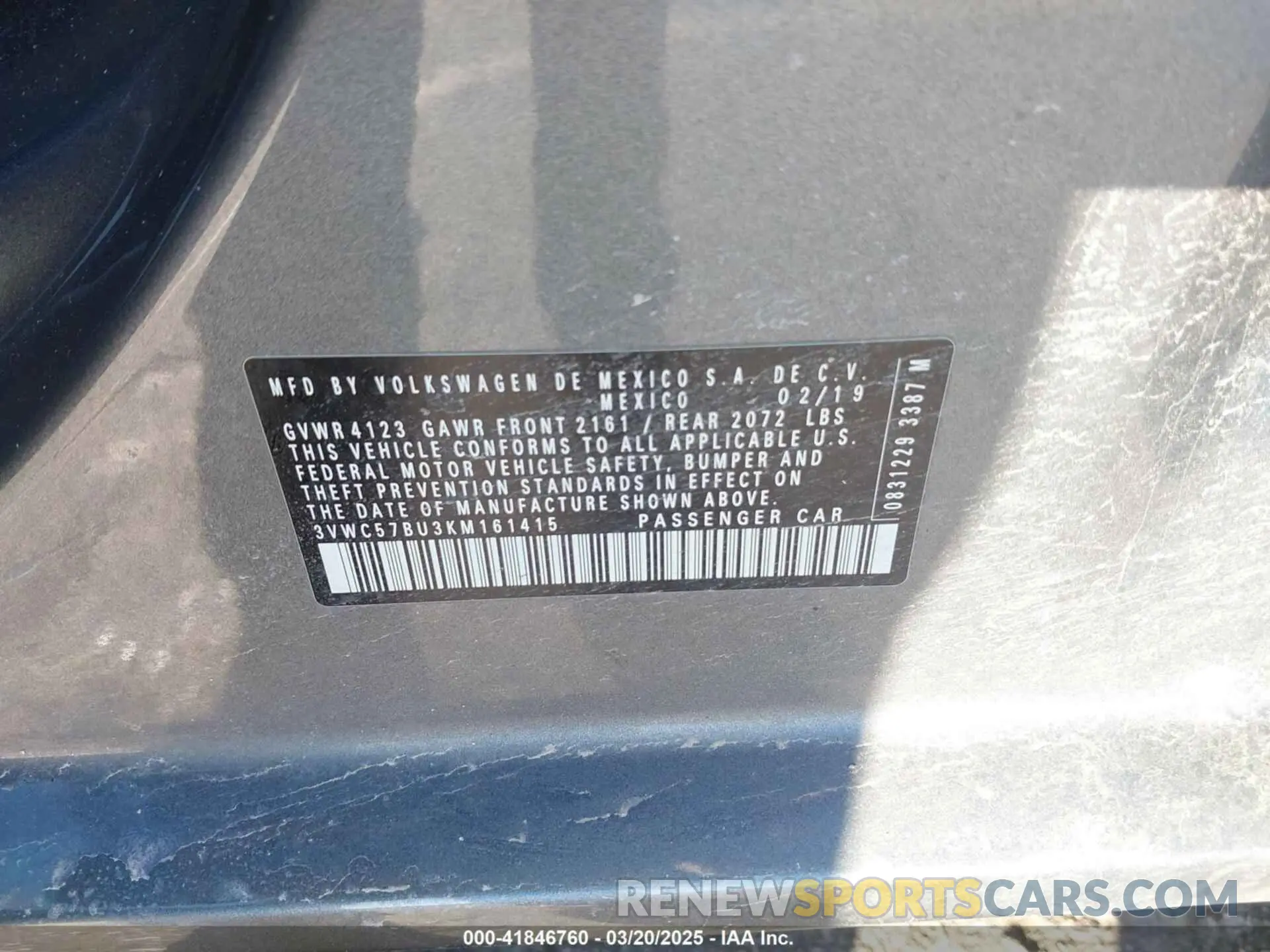 9 fotografías del automóvil dañado 3VWC57BU3KM161415 VOLKSWAGEN JETTA 2019