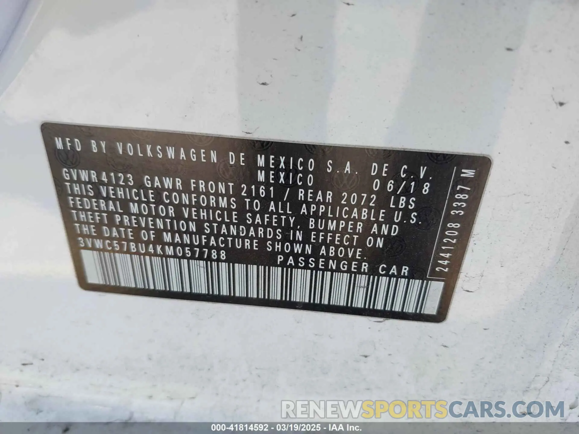 9 fotografías del automóvil dañado 3VWC57BU4KM057788 VOLKSWAGEN JETTA 2019