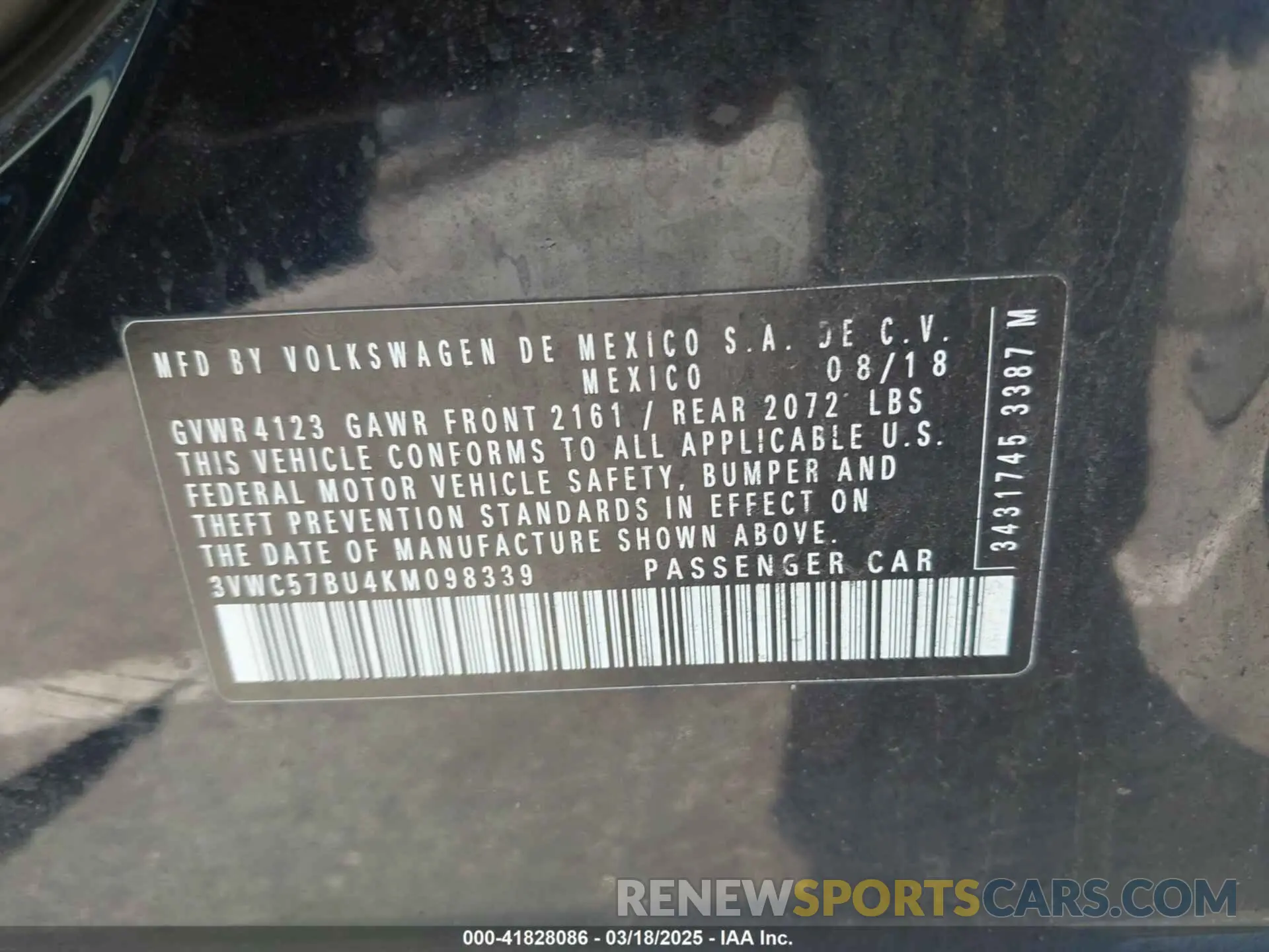 9 fotografías del automóvil dañado 3VWC57BU4KM098339 VOLKSWAGEN JETTA 2019