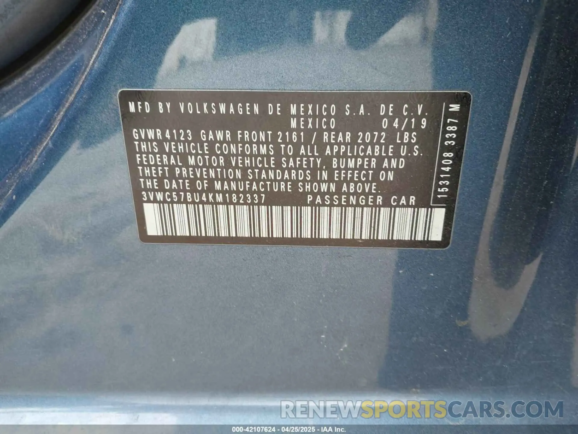 9 fotografías del automóvil dañado 3VWC57BU4KM182337 VOLKSWAGEN JETTA 2019