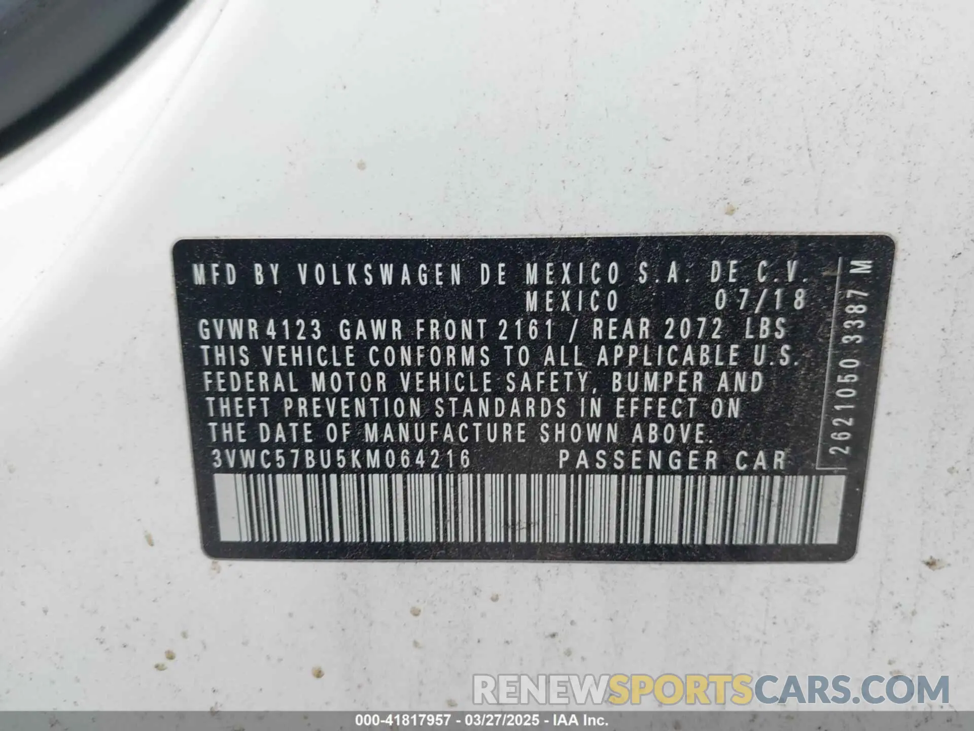 9 fotografías del automóvil dañado 3VWC57BU5KM064216 VOLKSWAGEN JETTA 2019