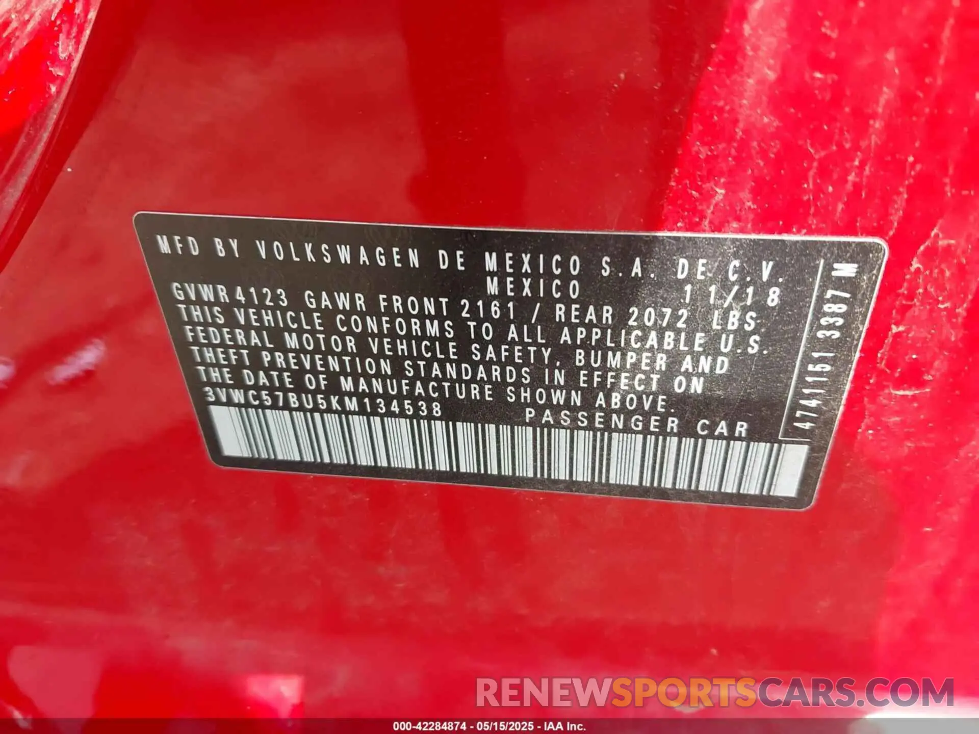 9 fotografías del automóvil dañado 3VWC57BU5KM134538 VOLKSWAGEN JETTA 2019
