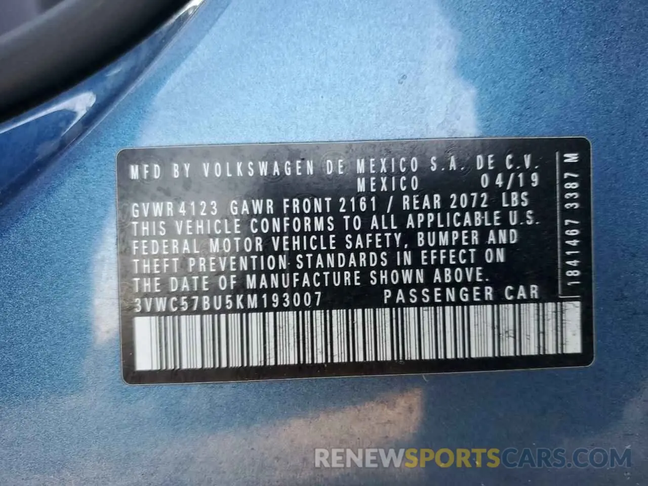15 fotografías del automóvil dañado 3VWC57BU5KM193007 VOLKSWAGEN JETTA 2019