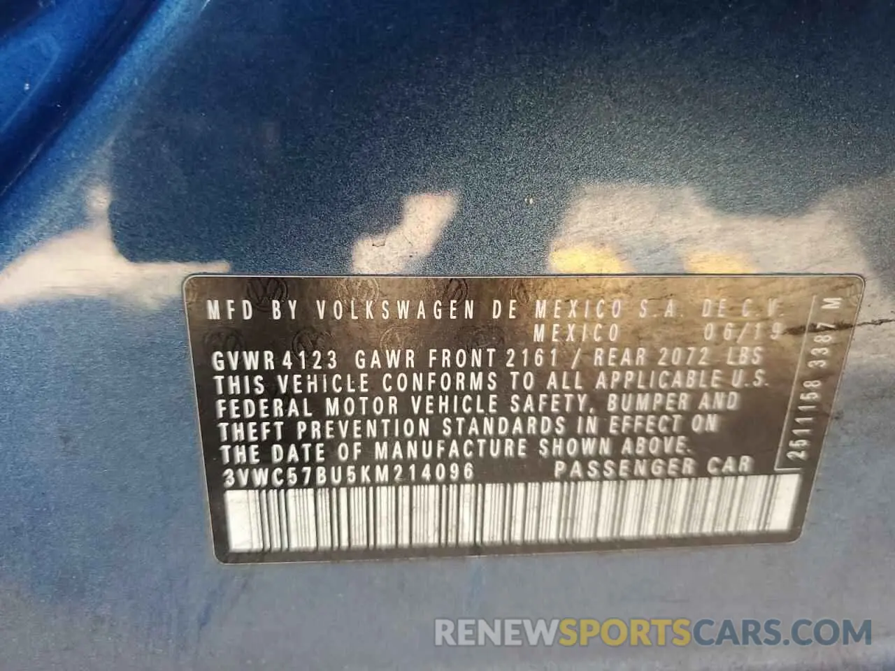 12 fotografías del automóvil dañado 3VWC57BU5KM214096 VOLKSWAGEN JETTA 2019