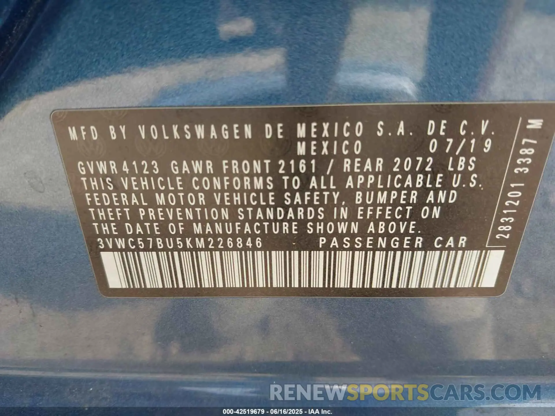 9 fotografías del automóvil dañado 3VWC57BU5KM226846 VOLKSWAGEN JETTA 2019