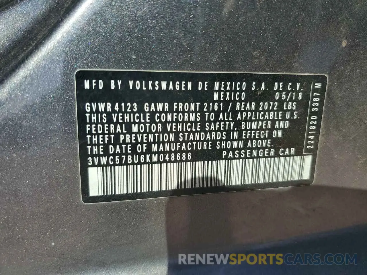 13 fotografías del automóvil dañado 3VWC57BU6KM048686 VOLKSWAGEN JETTA 2019