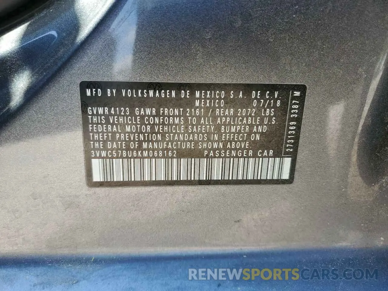 15 fotografías del automóvil dañado 3VWC57BU6KM068162 VOLKSWAGEN JETTA 2019