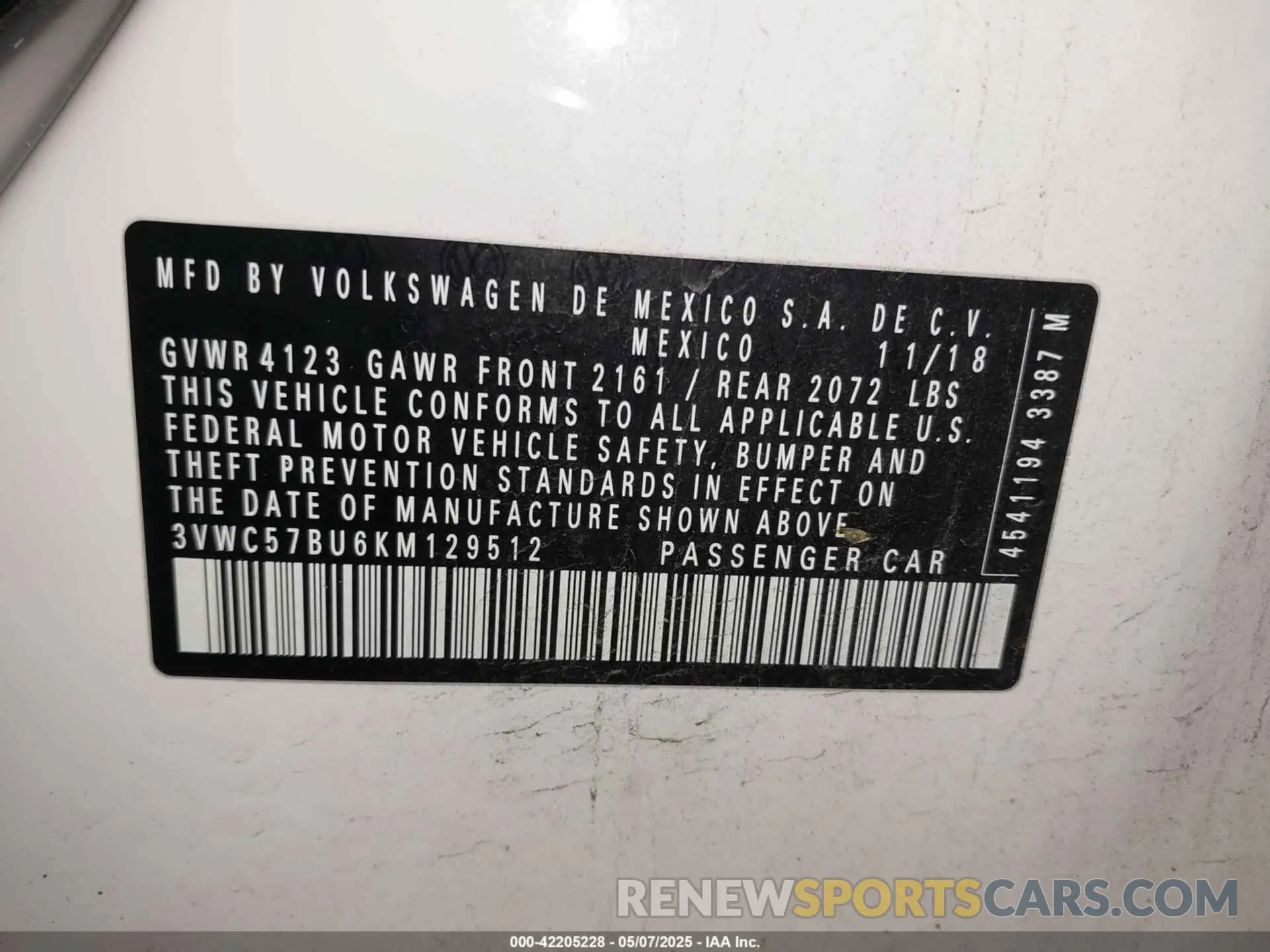 9 fotografías del automóvil dañado 3VWC57BU6KM129512 VOLKSWAGEN JETTA 2019