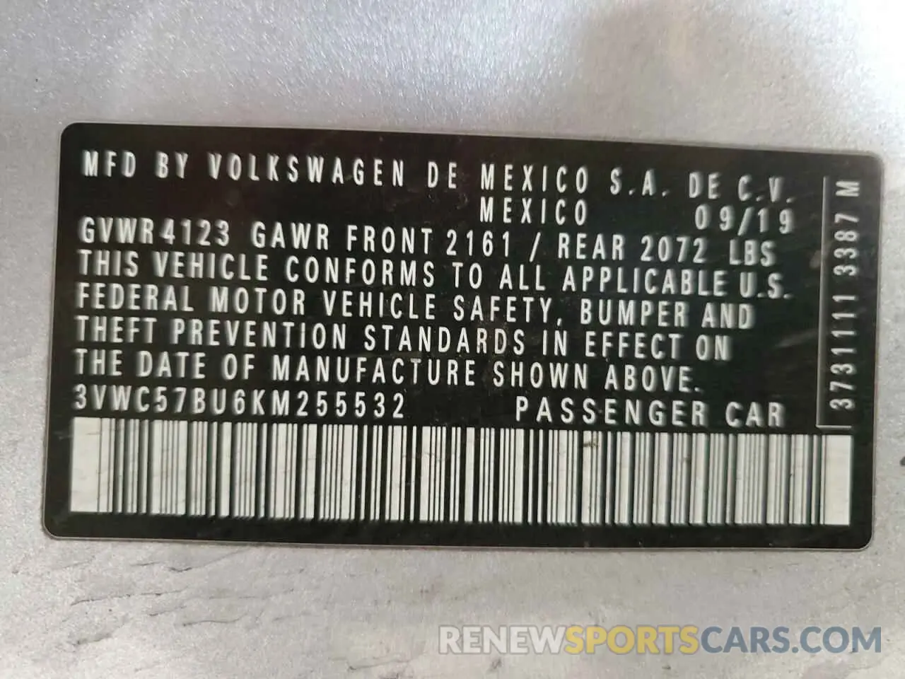 14 fotografías del automóvil dañado 3VWC57BU6KM255532 VOLKSWAGEN JETTA 2019