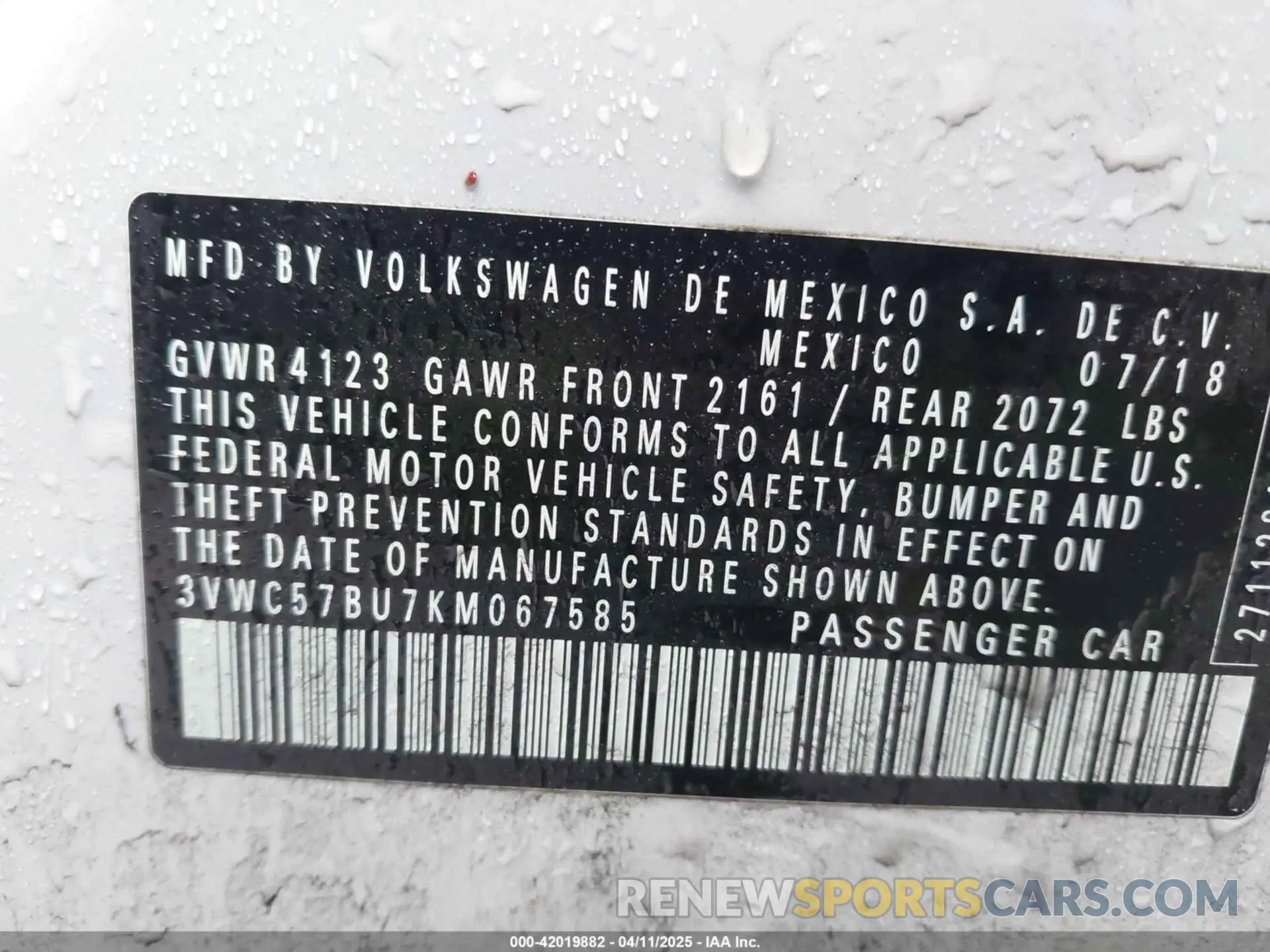 9 fotografías del automóvil dañado 3VWC57BU7KM067585 VOLKSWAGEN JETTA 2019