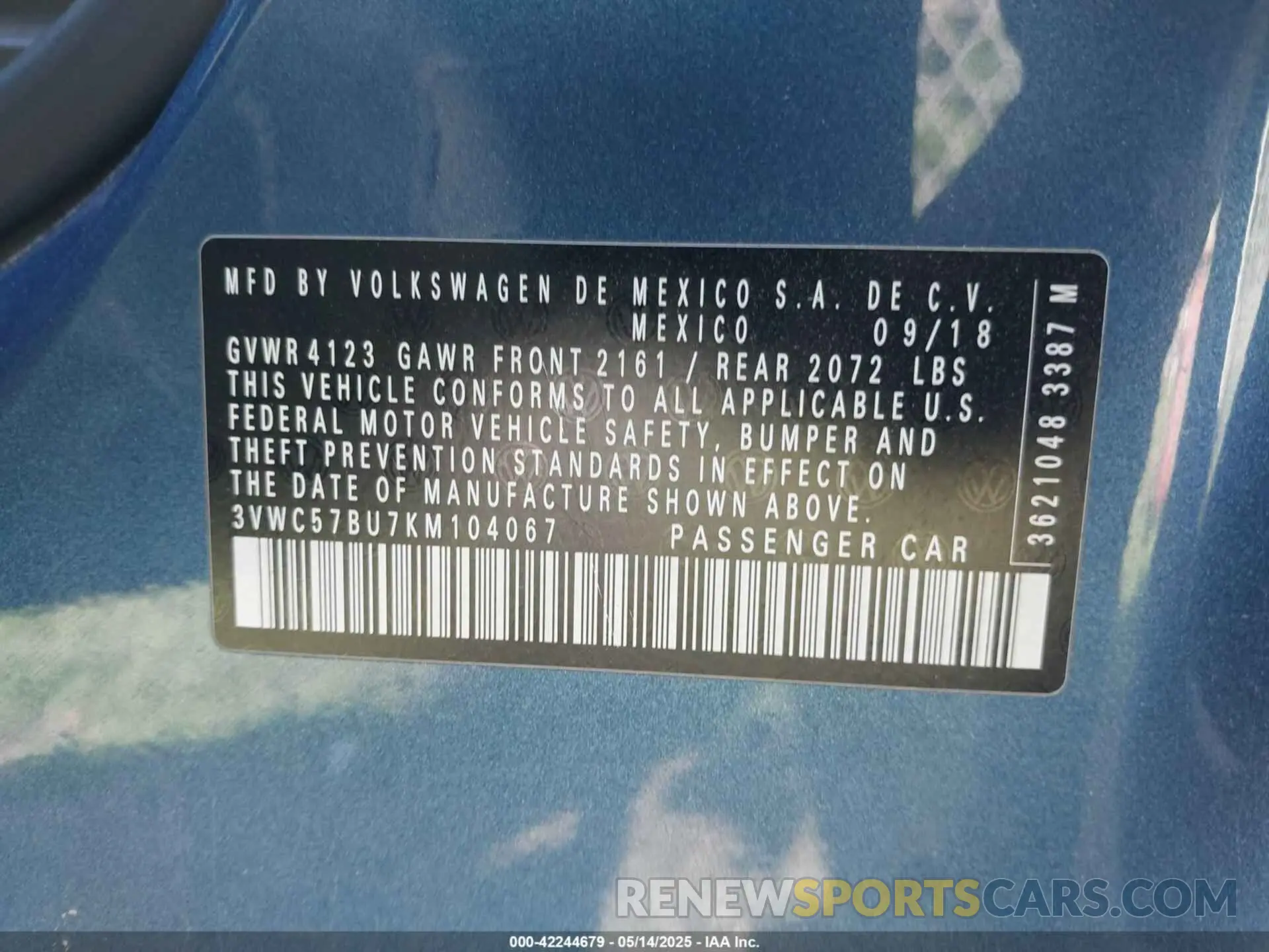9 fotografías del automóvil dañado 3VWC57BU7KM104067 VOLKSWAGEN JETTA 2019