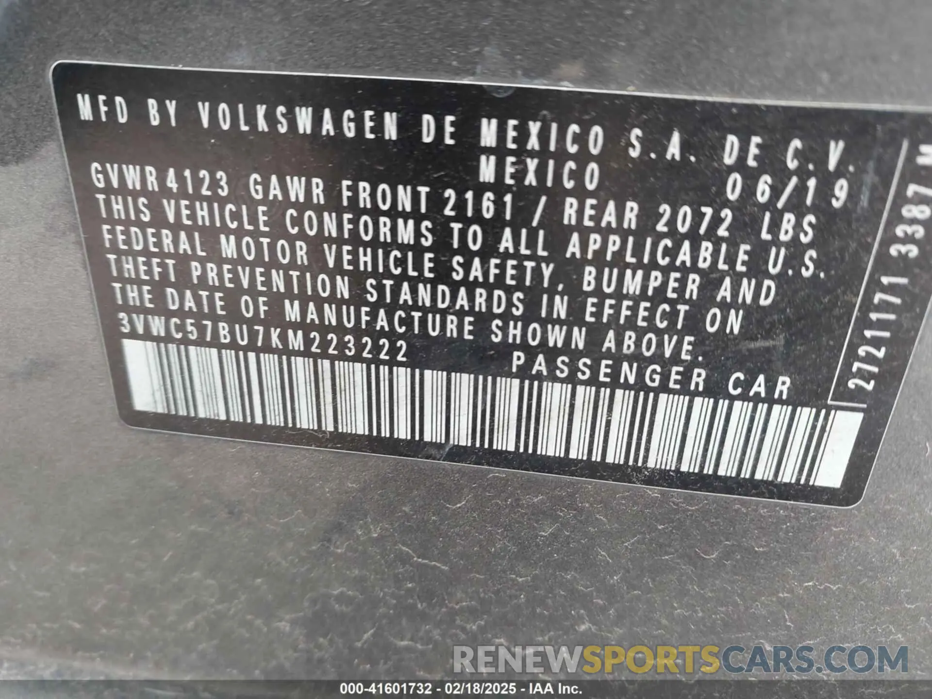 9 fotografías del automóvil dañado 3VWC57BU7KM223222 VOLKSWAGEN JETTA 2019