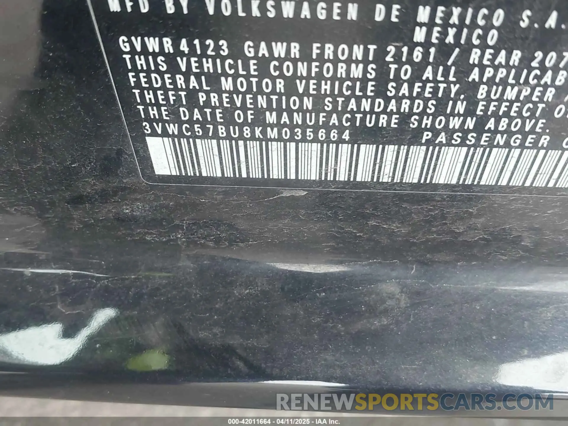 9 fotografías del automóvil dañado 3VWC57BU8KM035664 VOLKSWAGEN JETTA 2019