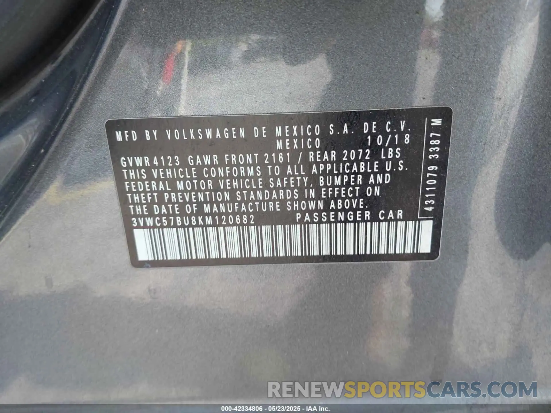9 fotografías del automóvil dañado 3VWC57BU8KM120682 VOLKSWAGEN JETTA 2019