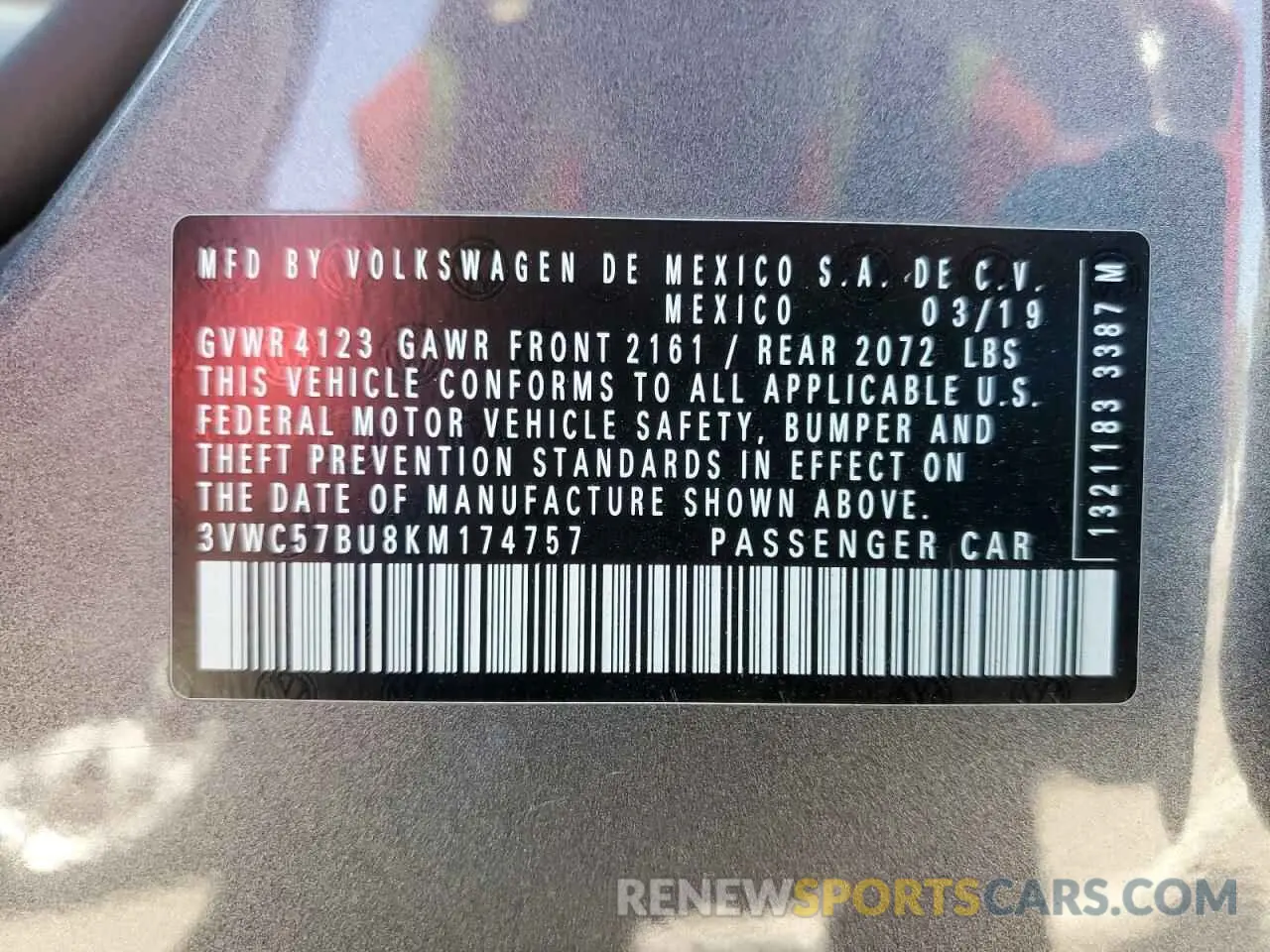 13 fotografías del automóvil dañado 3VWC57BU8KM174757 VOLKSWAGEN JETTA 2019