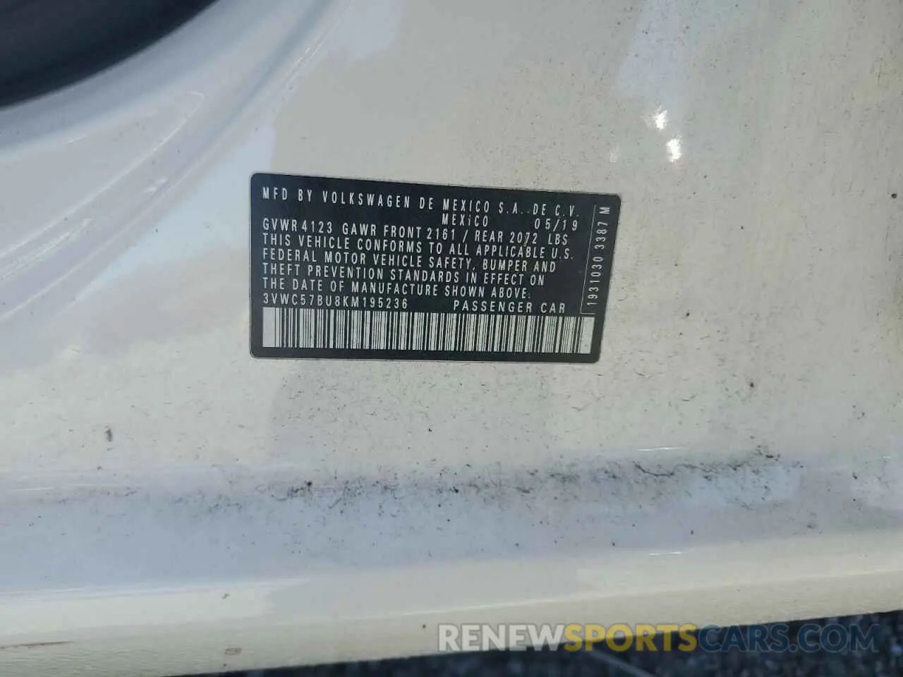 12 fotografías del automóvil dañado 3VWC57BU8KM195236 VOLKSWAGEN JETTA 2019