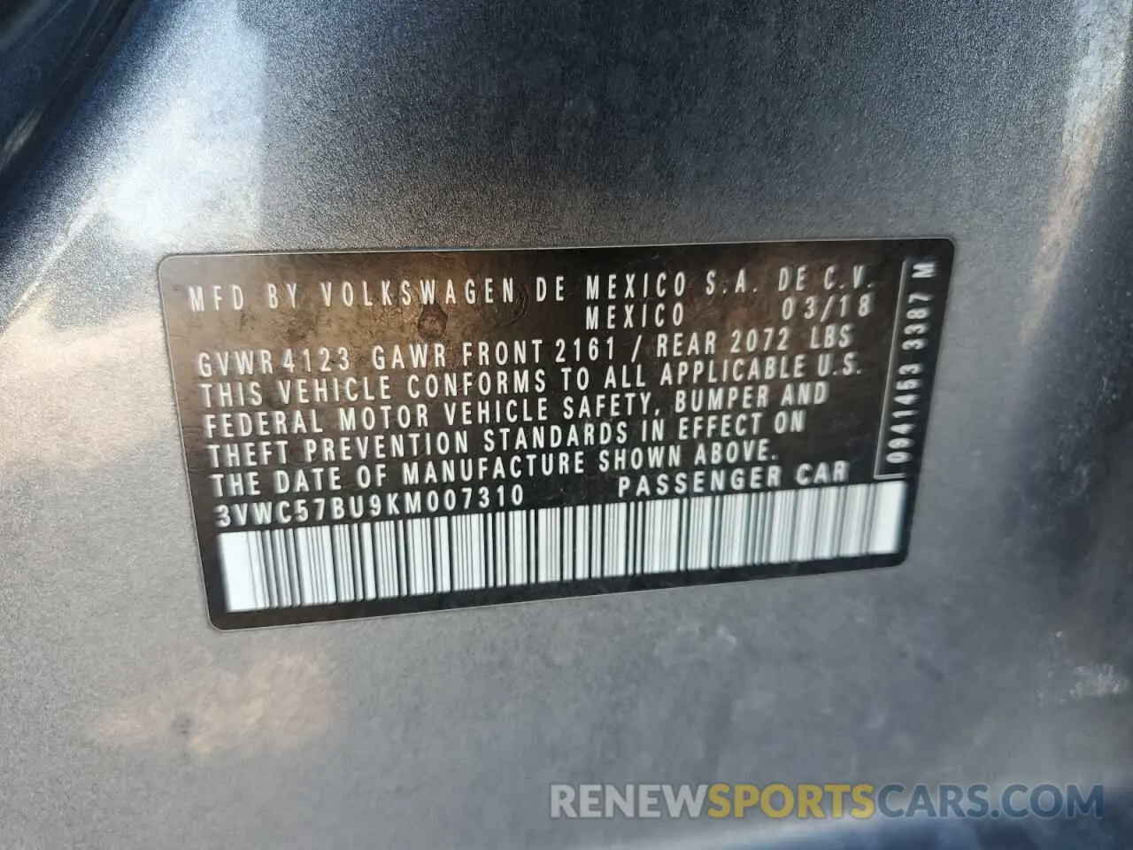 12 fotografías del automóvil dañado 3VWC57BU9KM007310 VOLKSWAGEN JETTA 2019