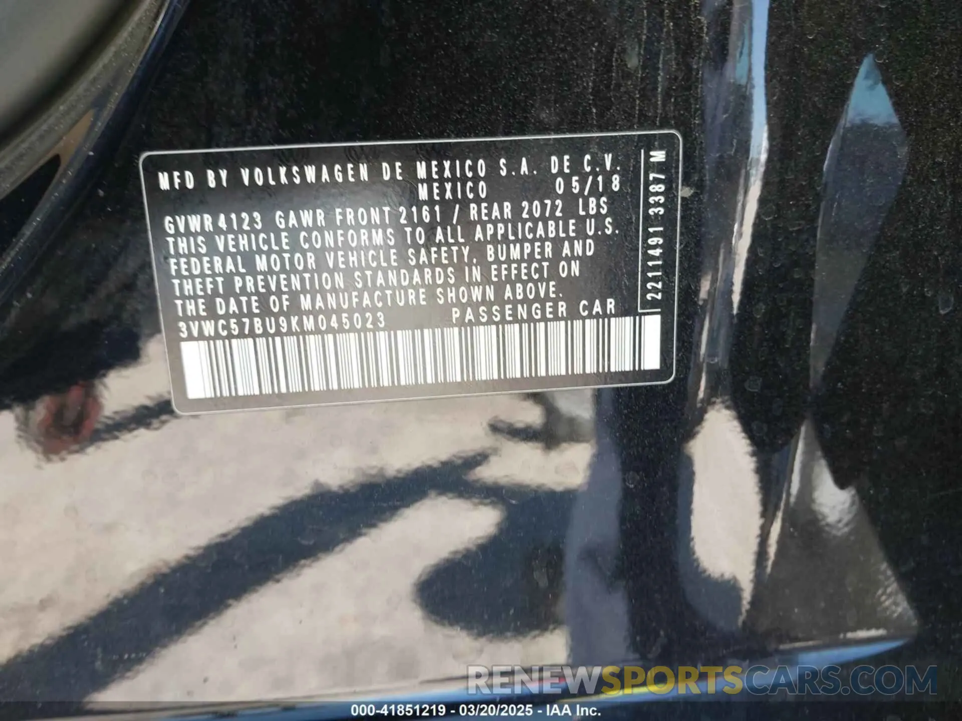 9 fotografías del automóvil dañado 3VWC57BU9KM045023 VOLKSWAGEN JETTA 2019