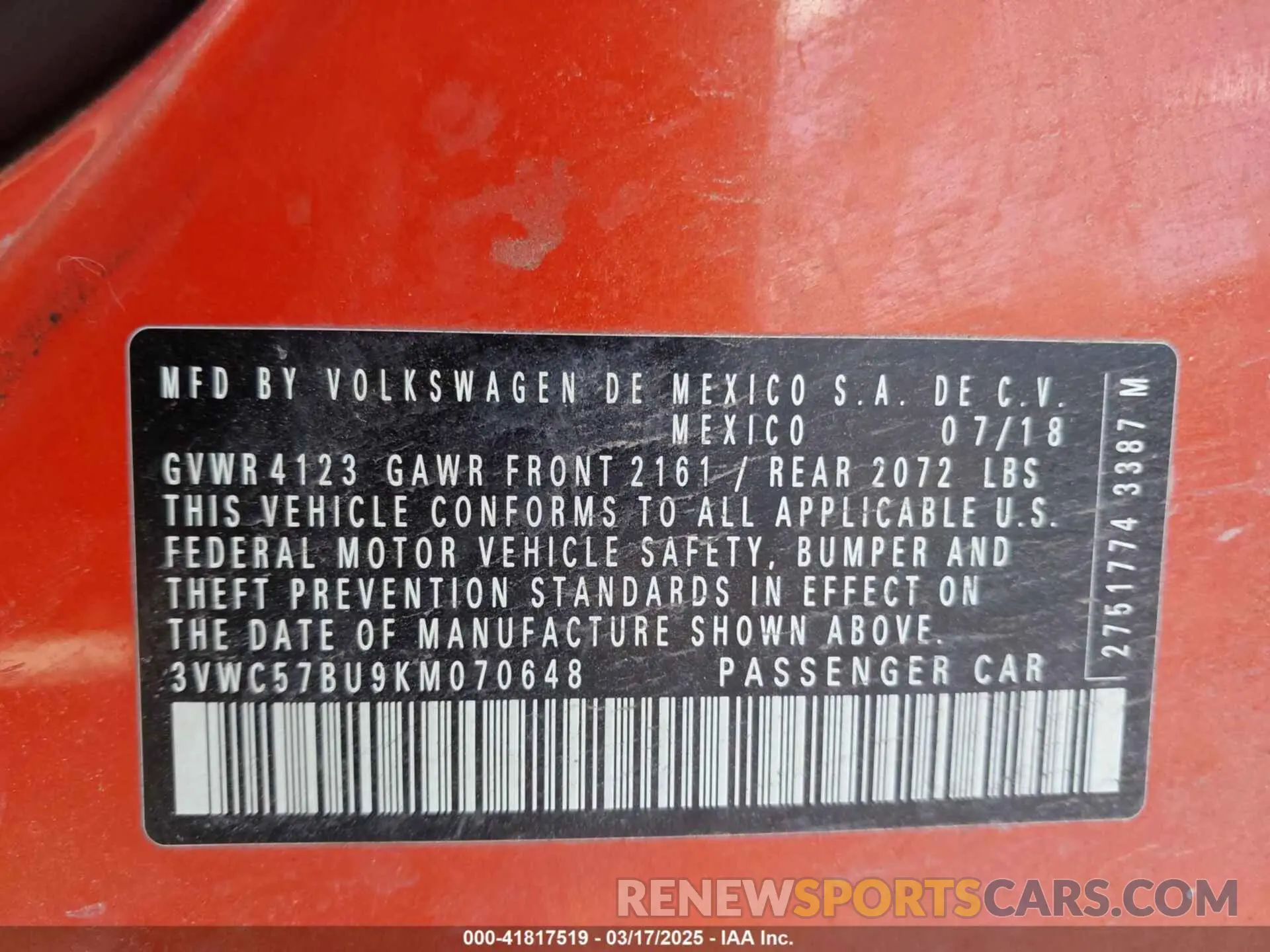 9 fotografías del automóvil dañado 3VWC57BU9KM070648 VOLKSWAGEN JETTA 2019