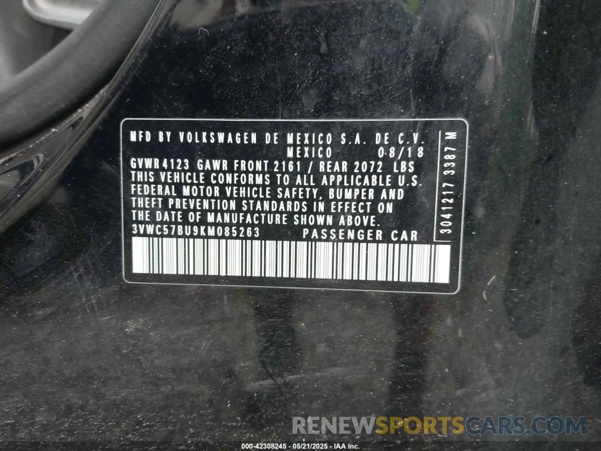 9 fotografías del automóvil dañado 3VWC57BU9KM085263 VOLKSWAGEN JETTA 2019