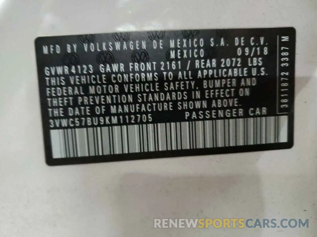 12 fotografías del automóvil dañado 3VWC57BU9KM112705 VOLKSWAGEN JETTA 2019