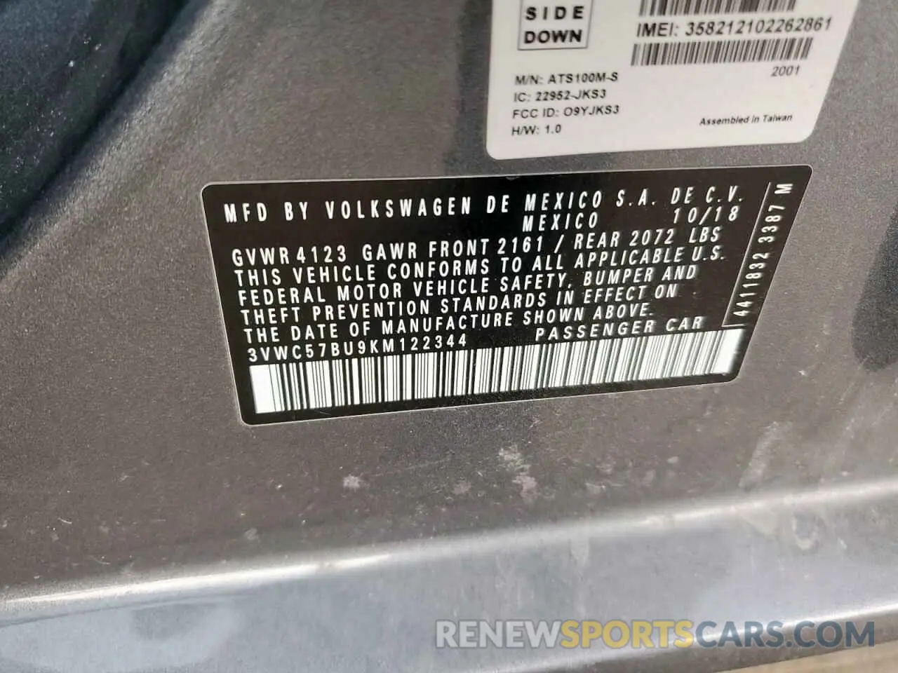 12 fotografías del automóvil dañado 3VWC57BU9KM122344 VOLKSWAGEN JETTA 2019