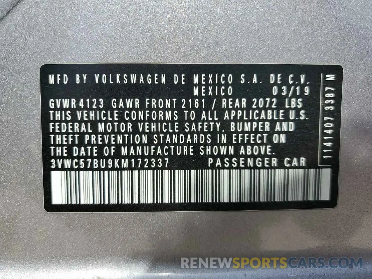 14 fotografías del automóvil dañado 3VWC57BU9KM172337 VOLKSWAGEN JETTA 2019