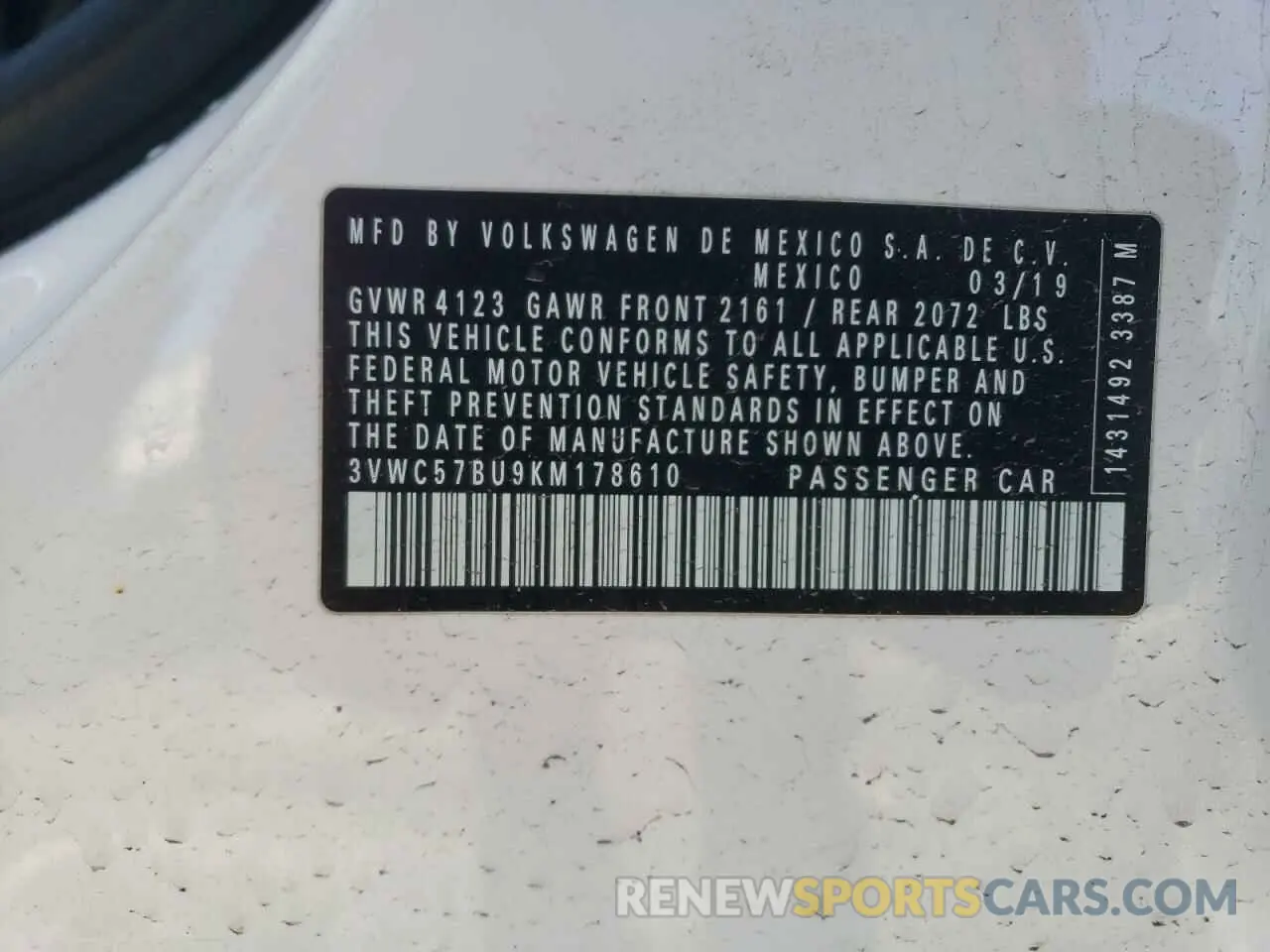 12 fotografías del automóvil dañado 3VWC57BU9KM178610 VOLKSWAGEN JETTA 2019