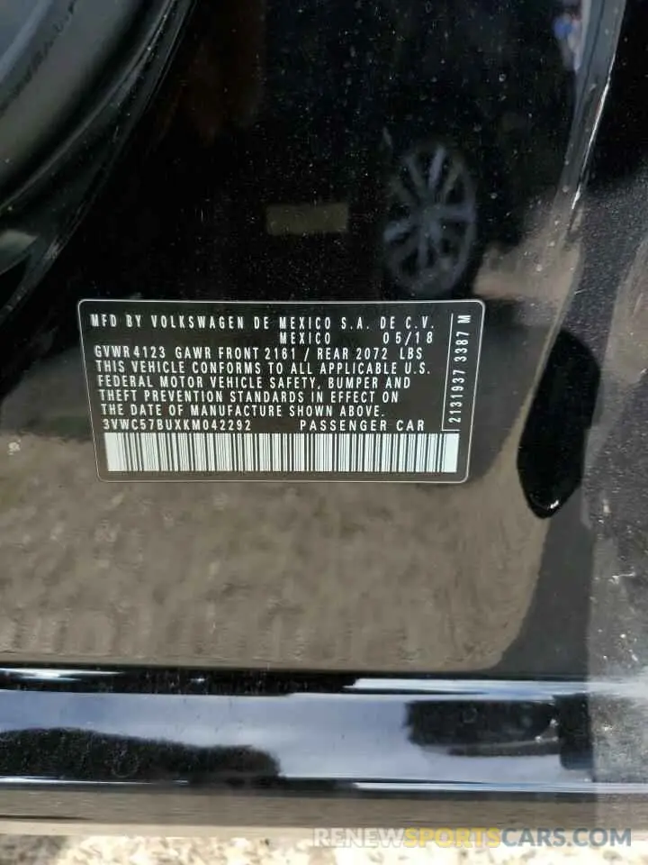12 fotografías del automóvil dañado 3VWC57BUXKM042292 VOLKSWAGEN JETTA 2019