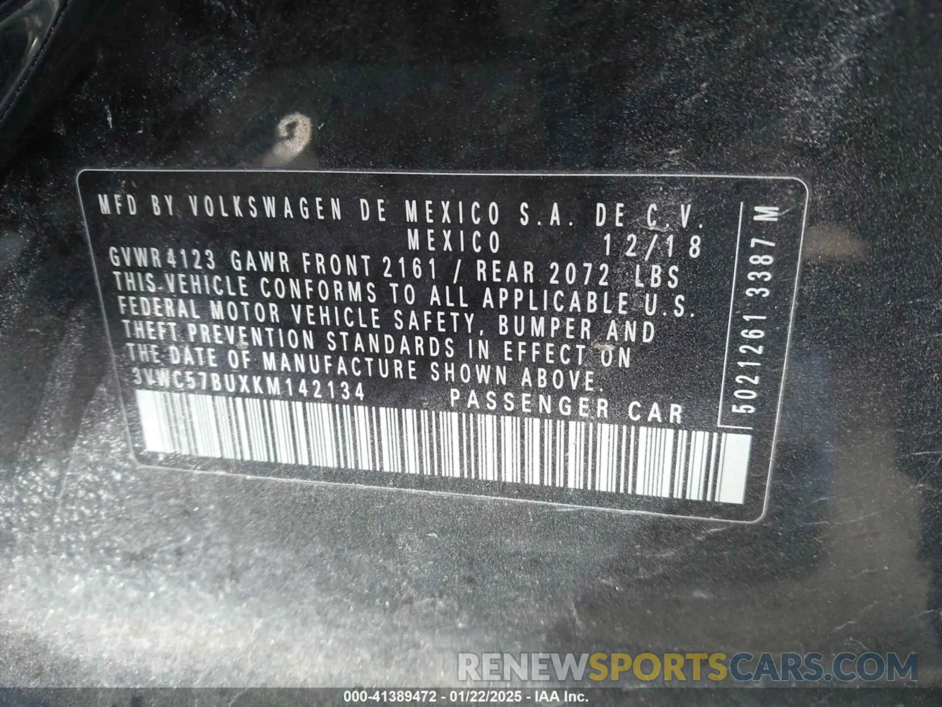 9 fotografías del automóvil dañado 3VWC57BUXKM142134 VOLKSWAGEN JETTA 2019