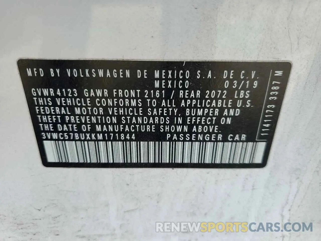 12 fotografías del automóvil dañado 3VWC57BUXKM171844 VOLKSWAGEN JETTA 2019
