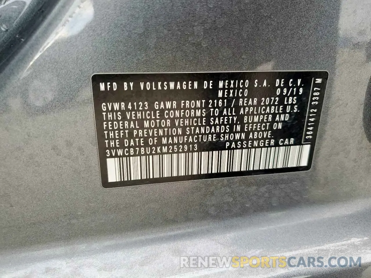 13 fotografías del automóvil dañado 3VWCB7BU2KM252913 VOLKSWAGEN JETTA 2019
