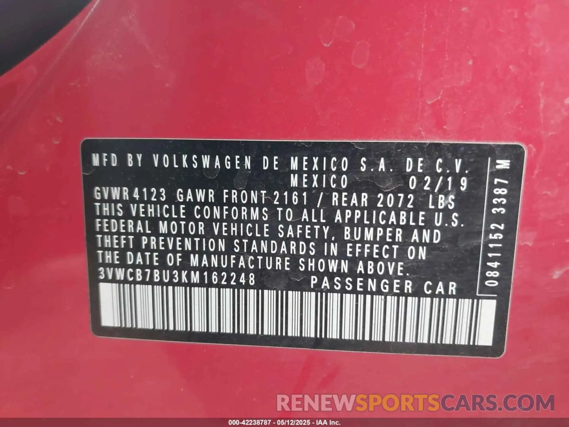 9 fotografías del automóvil dañado 3VWCB7BU3KM162248 VOLKSWAGEN JETTA 2019
