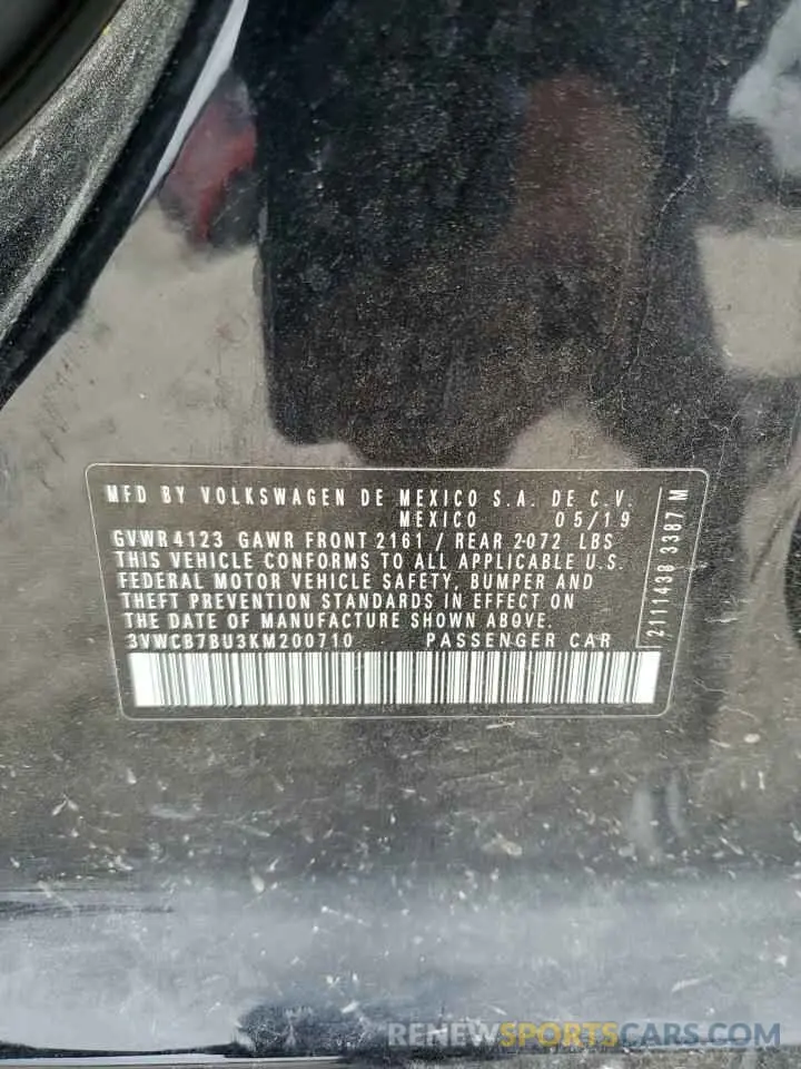 15 fotografías del automóvil dañado 3VWCB7BU3KM200710 VOLKSWAGEN JETTA 2019