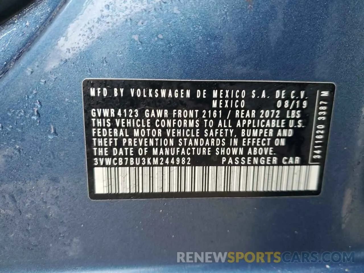 12 fotografías del automóvil dañado 3VWCB7BU3KM244982 VOLKSWAGEN JETTA 2019