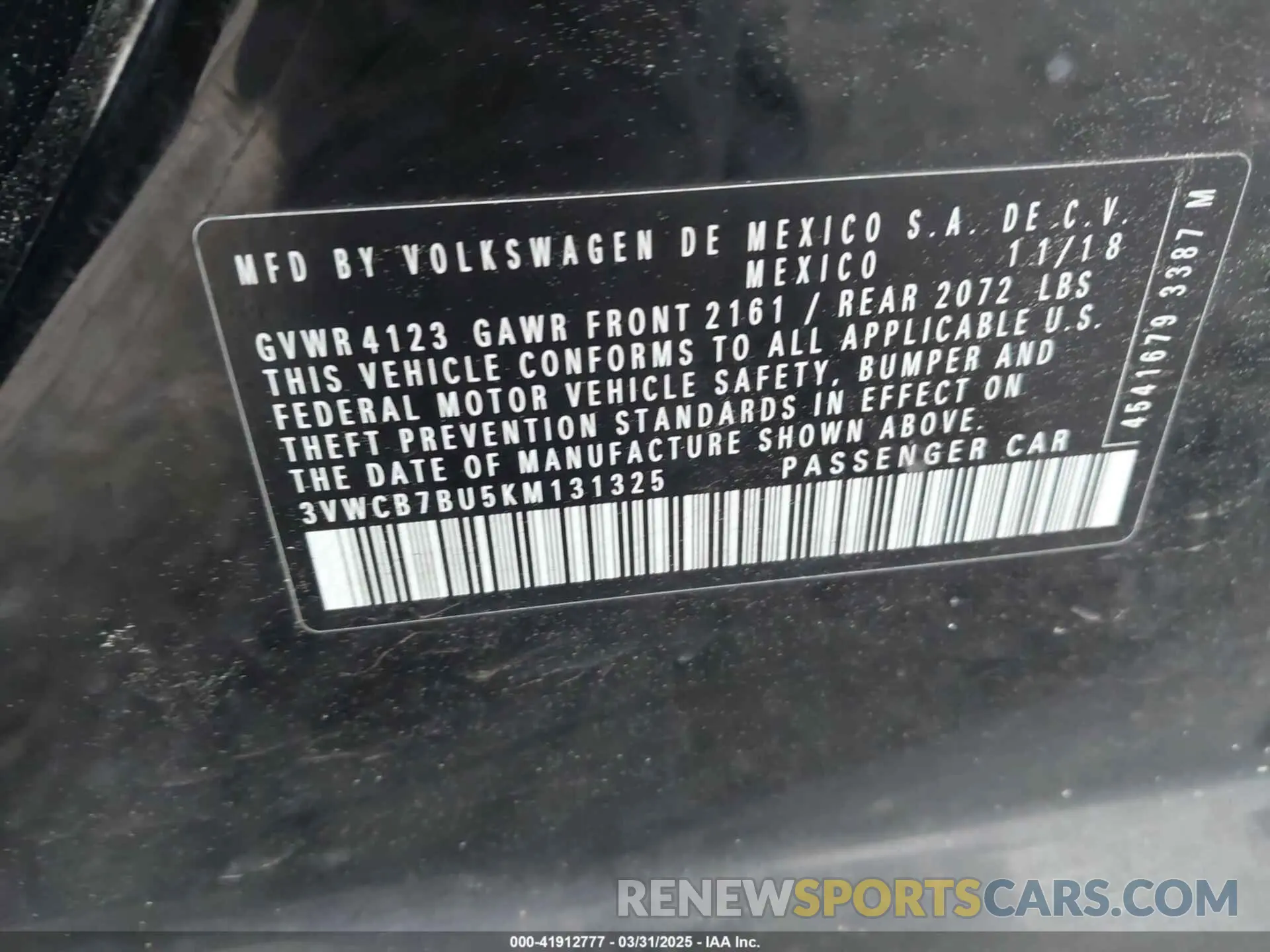 9 fotografías del automóvil dañado 3VWCB7BU5KM131325 VOLKSWAGEN JETTA 2019